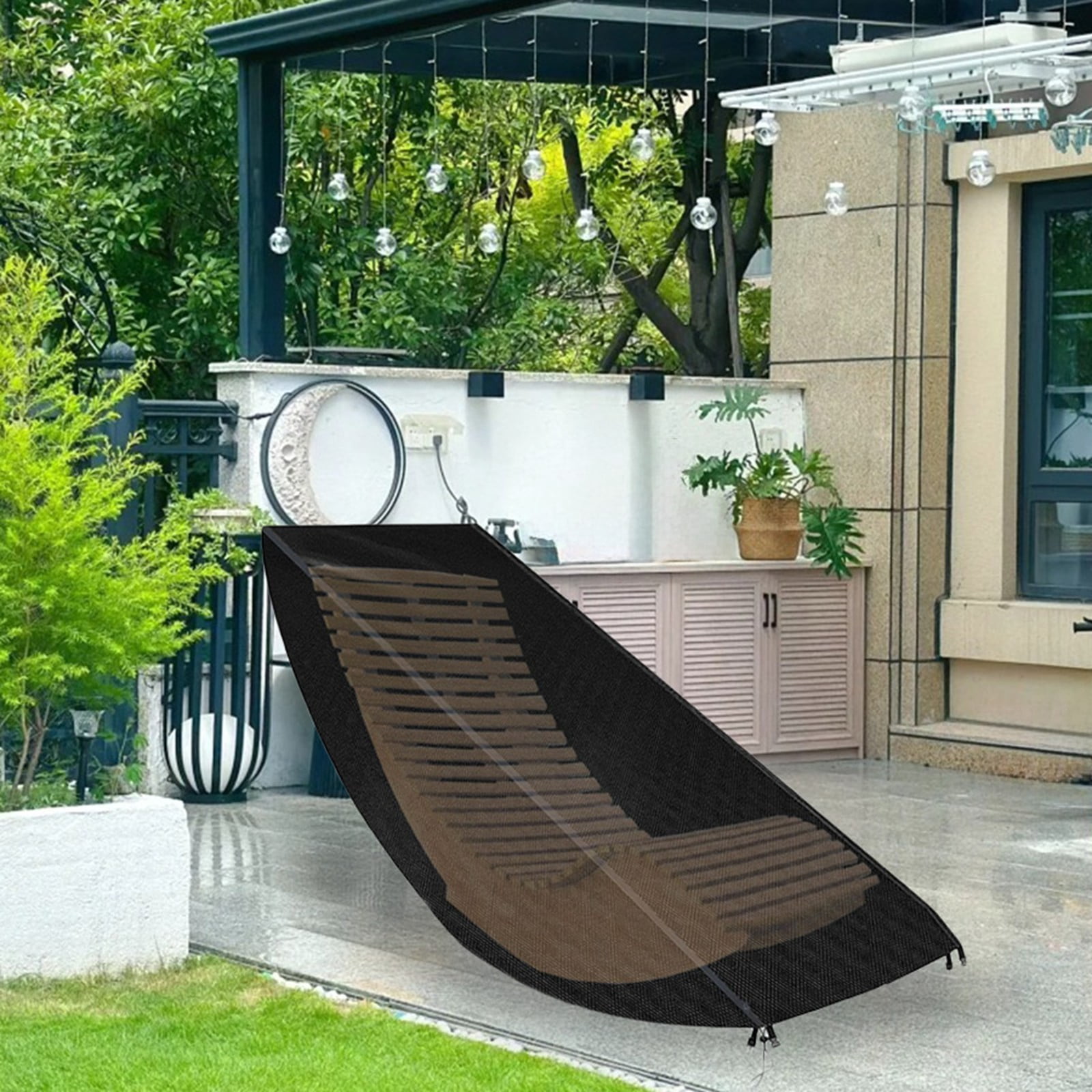 Heavy Duty 600D Waterproof Patio Chaise Lounge Cover - UV Resistant Outdoor Lounge Chair Cover for Pool, Garden & Patio Furniture Protection
