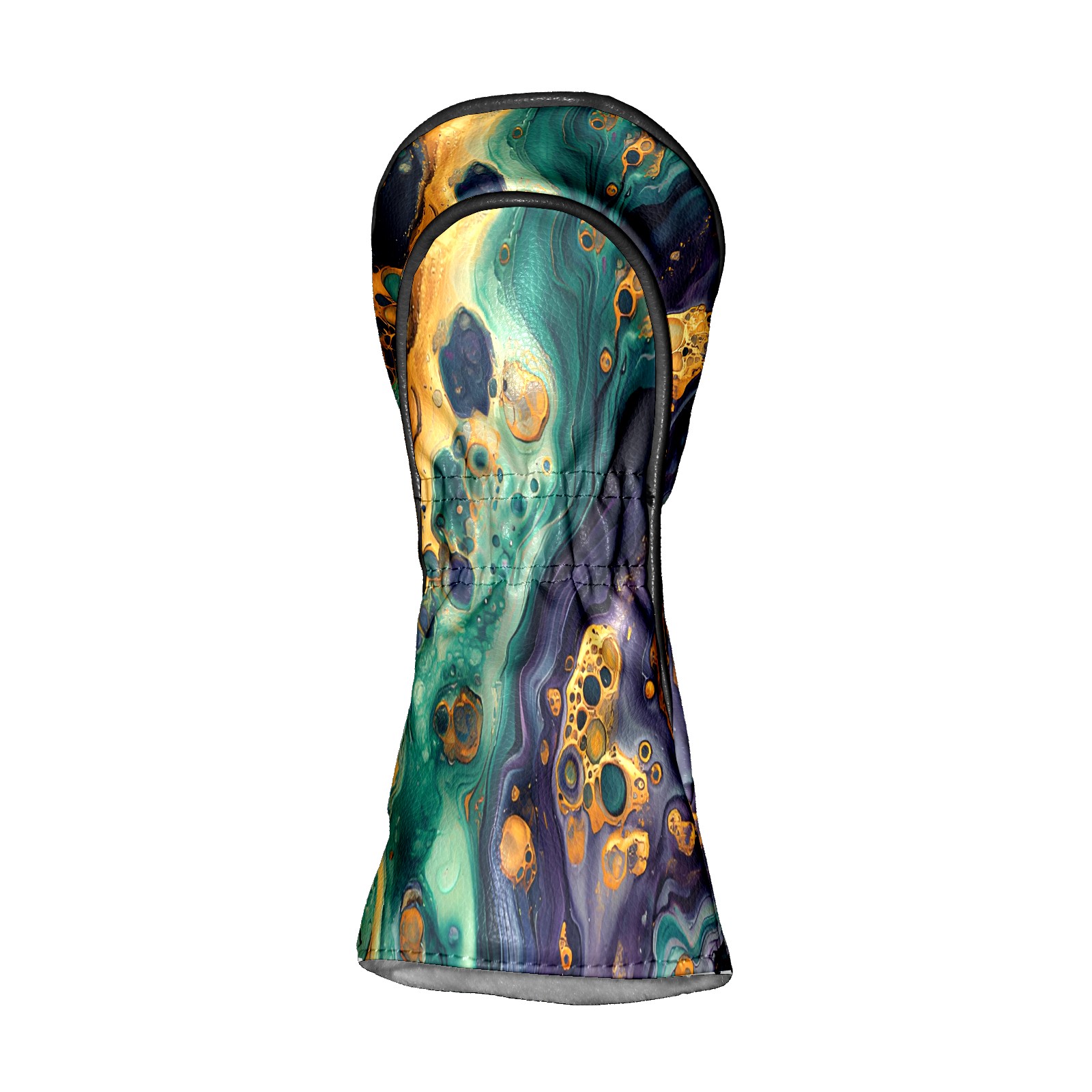Golf Club Covers, Teal GoldMarble Premium PU Leather Driver Hybrid Putter Head Covers with Velvet Lining, Waterproof Golf Gifts for Men Women