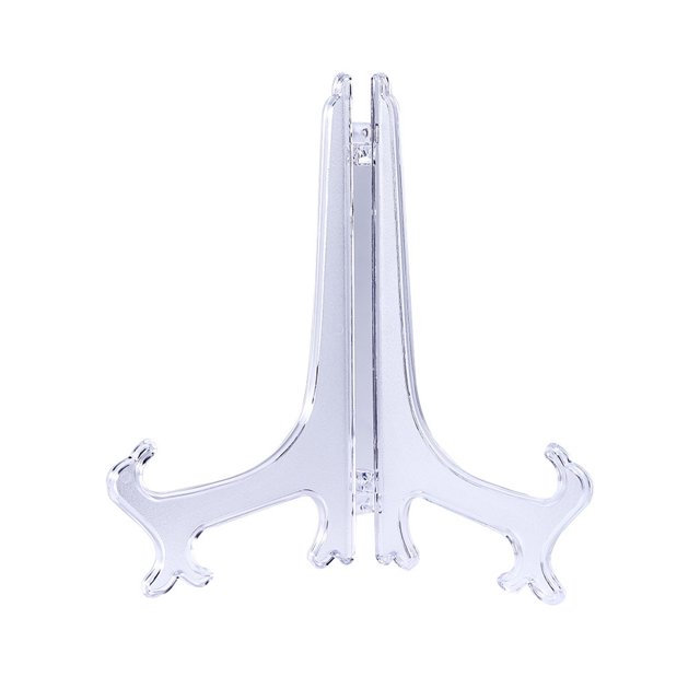 CSChome Hanging Plate Rack Weddings Home Decor 2/5/10Pcs Clear Plastic Plate Holders Triangular Structure Stable Support Foldable Display Stands