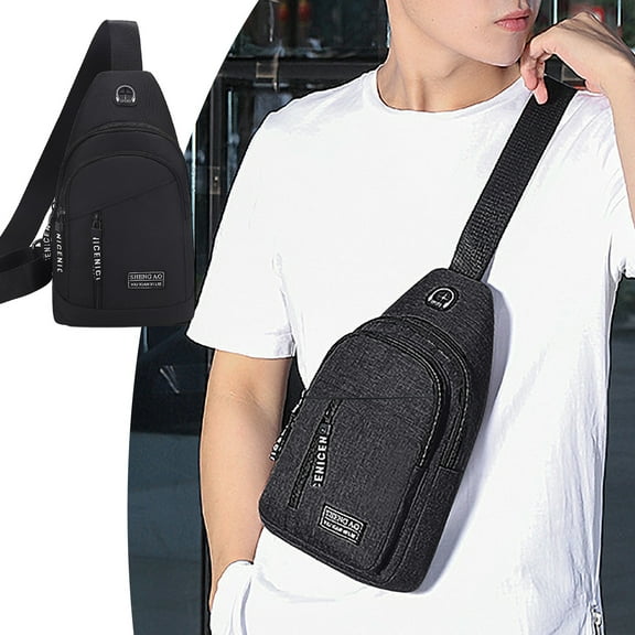 Kbndieu Sling Bag Waterproof Crossbody Bag for Women Men, Casual Black Small Backpack, Chest Daypack Satchel for Hiking Travel Outdoor Camping on Clearance