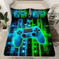 thumbnail image 2 of Feelyou 3D Game Console Full Size Sheets for Kids, Blue Green Stripes Abstract Bed Sheets, Video Game Controller Sheet Sets, Microfiber Bedroom Decor, 4 Pieces, 2 of 7