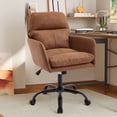 thumbnail image 7 of Cterwk PU Leather Swivel Computer Chair Task Chair with Metal Base, Adjustable Office Chair for Office, Bedroom, Living Room, Brown, 7 of 7