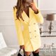 thumbnail image 2 of Chaquetas de Negocios Chaqueta larga informal ligera y fina para mujer, abrigo ajustado de manga larga con botones en el pecho, abrigos con bolsillos, chaqueta con botones,blazer moda（Amarillo， XXL), 2 of 5