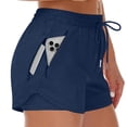thumbnail image 3 of Women's Running Shorts with Liner 3 Zipper Pockets Elastic Workout Athletic Gym Yoga Shorts, M, 3 of 5