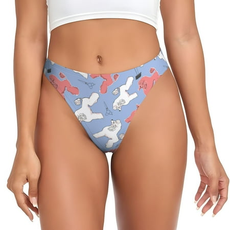 Sigee Cartoon Poodle Dog for Women s G-String Panty  Low Rise  Soft Lace Perfect for Everyday Wear or Special Occasions-Small