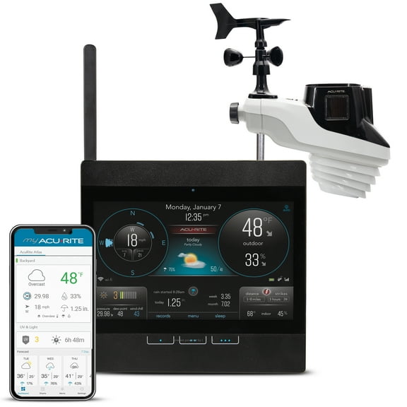 AcuRite Atlas® Weather Station with Direct-to-Wi-Fi Display for Indoor/Outdoor Temperature and Humidity, Wind Speed/Direction, Rainfall, UV Index, and Light Intensity with Built-in Barometer (01002M)