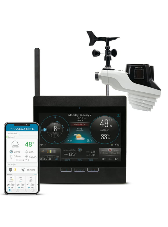 AcuRite Atlas Weather Station with Direct-to-Wi-Fi Display for Indoor/Outdoor Temperature and Humidity, Wind Speed/Direction, Rainfall, UV Index, and Light Intensity with Built-in Barometer (01002M)
