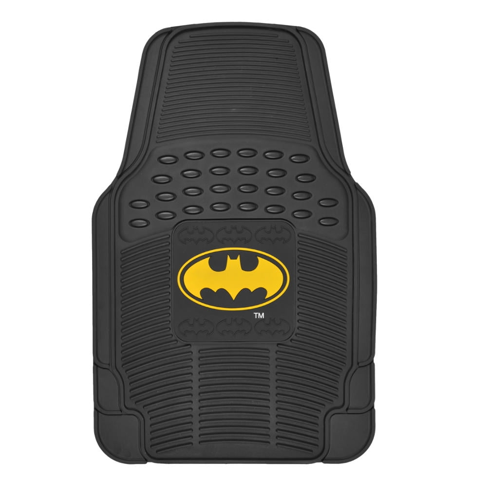 BDK Classic Batman Superhero Car Floor Mats, Officially Licensed Warner Bros DC Comics, All Weather Interior Auto Protection, Heavy Duty Rubber Liners for Car Truck Van SUV