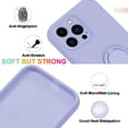 thumbnail image 3 of Case for iPhone 15 Pro Max（2023 Released）, Silicone Case with Ring 360°rotatable Kickstand Support Magnetic Car Mount，Protective Cover with Strap Lanyard (Lilac Purple), 3 of 14