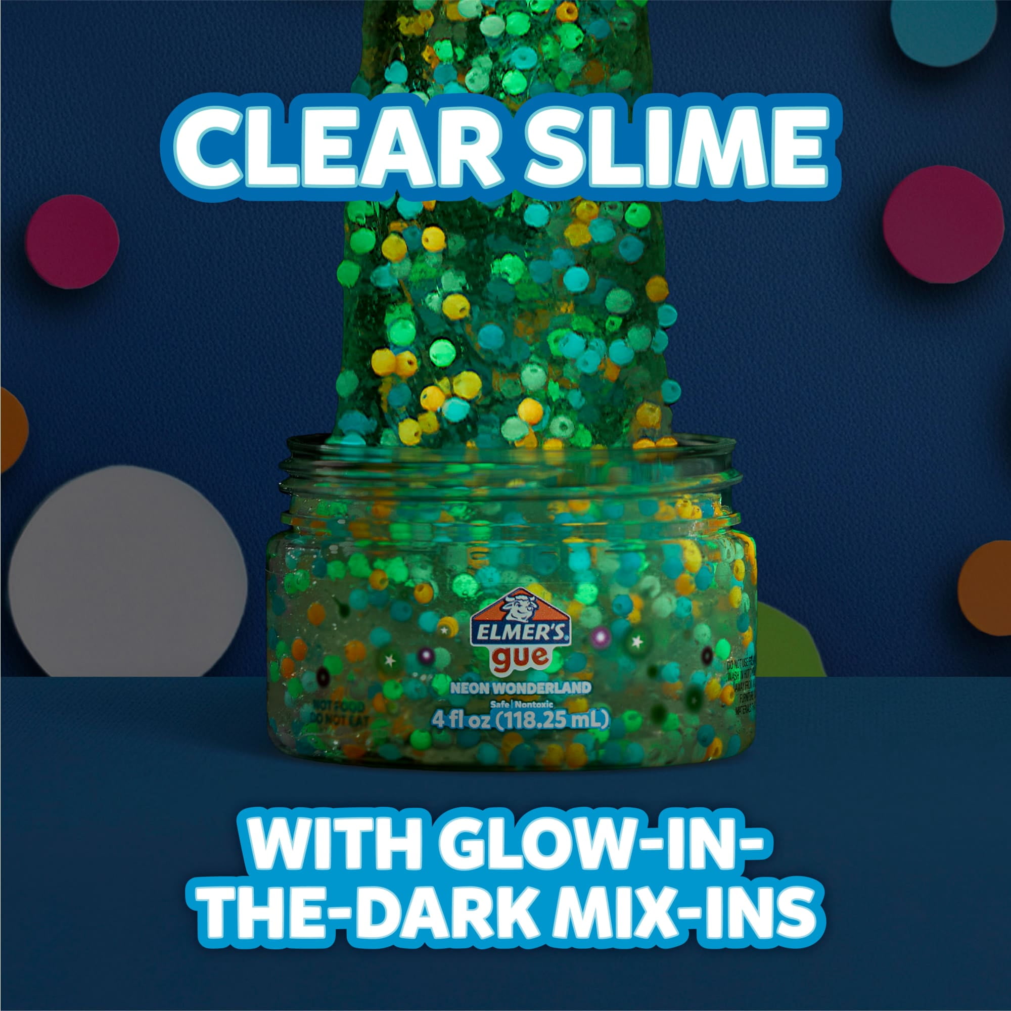 (12 pack) Elmer's Gue Premade Slime, Neon Wonderland, Crunchy Slime, Clear Slime, Contains Glow-in-the-Dark Mix-Ins, 1 Count (4 oz)