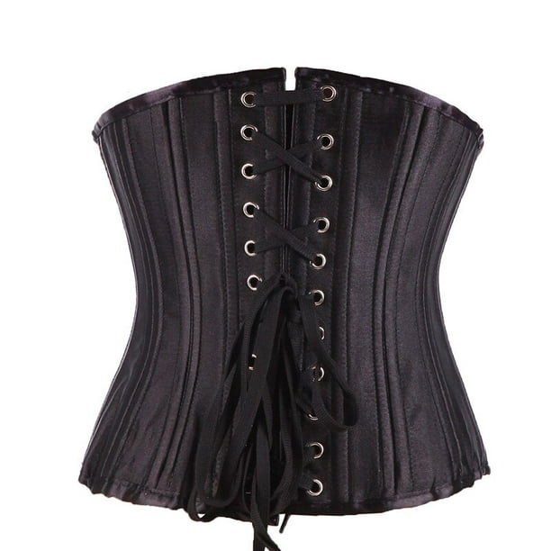 Overbust Victorian Full Steel Boned Bustier Shaper Gothic White Leather  Corset