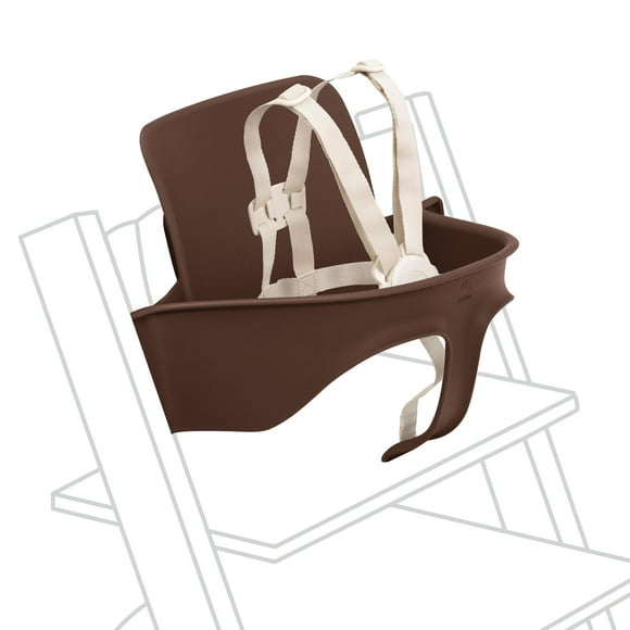 Set de 2 sillas altas Stokke Tripp Trapp para bebés, color marrón cálido, con arnés