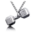 thumbnail image 2 of Men's Stainless Steel JUMBO Dumbbell Necklace-Luke 1:37 by Shields of Strength, 2 of 4