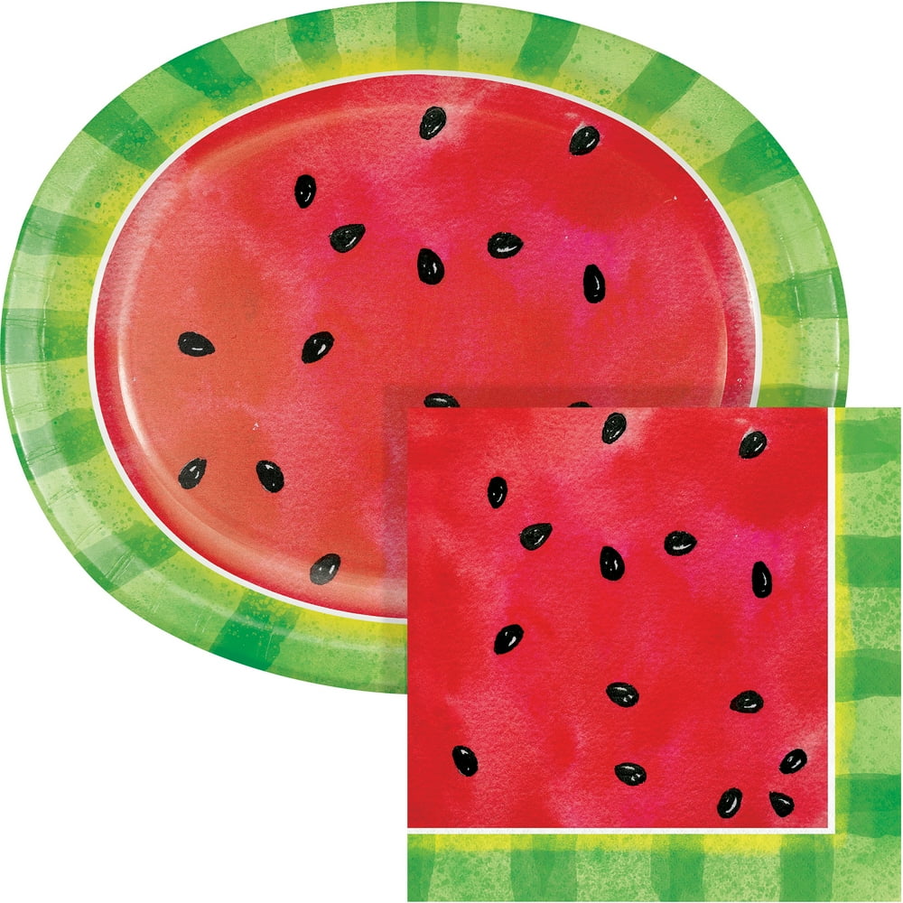 Slice of Watermelon Oval Plates and Napkins Kit