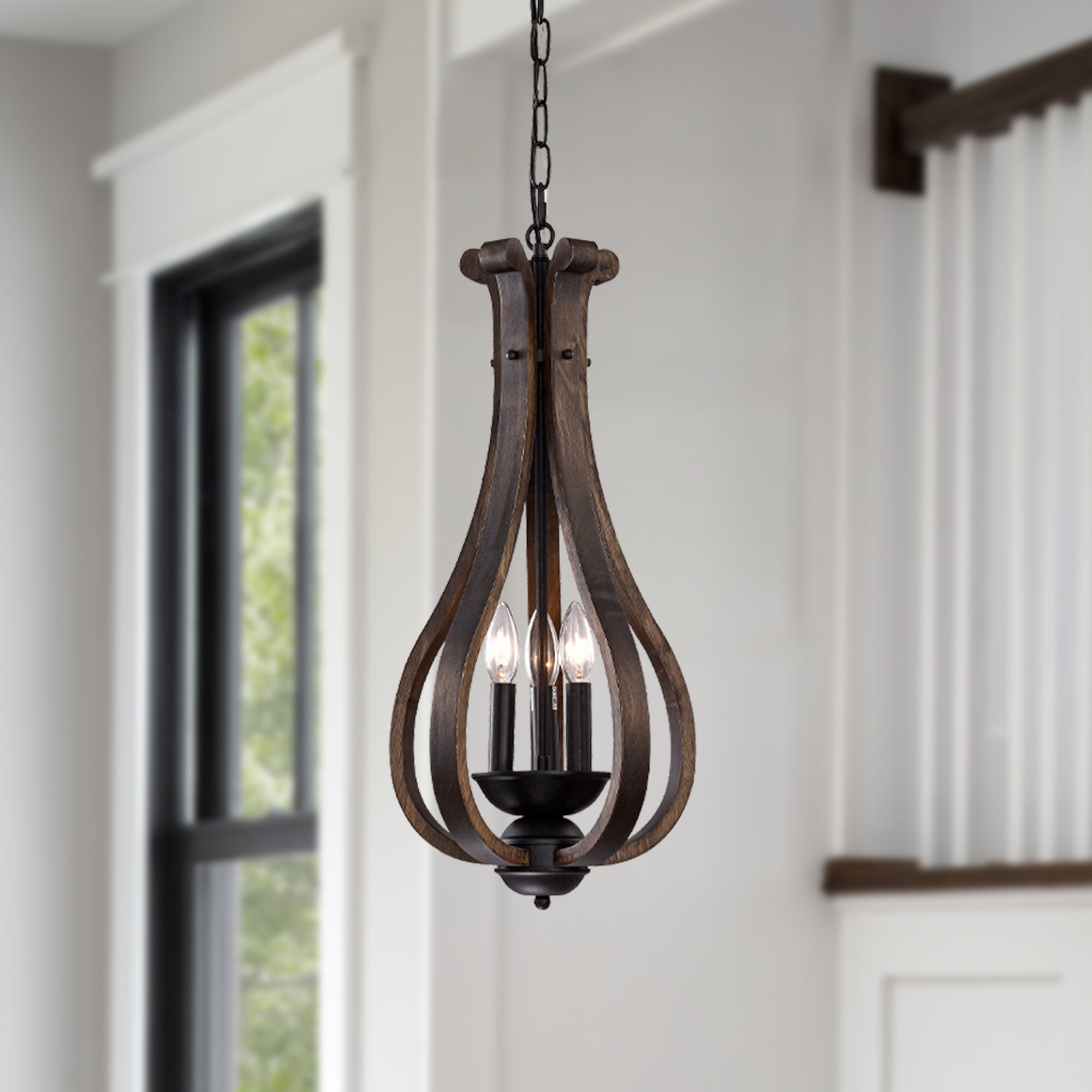 LaLuLa Rustic Farmhouse 3-Light Chandelier Wooden Philippines Ubuy