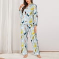 thumbnail image 6 of Rateoe Japanese Carps Pattern Womens Pajamas Set Long Sleeve Sleepwear Button Down Nightwear Soft Cotton Pj Lounge Sets, 6 of 9