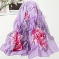 thumbnail image 1 of Xiao Hua Elegante bufanda cuadrada personalizada, nueva bufanda de gasa, estampado de moda de primavera, fina, decorativa, chal de protección solar, 1 pieza (morado), 1 of 1