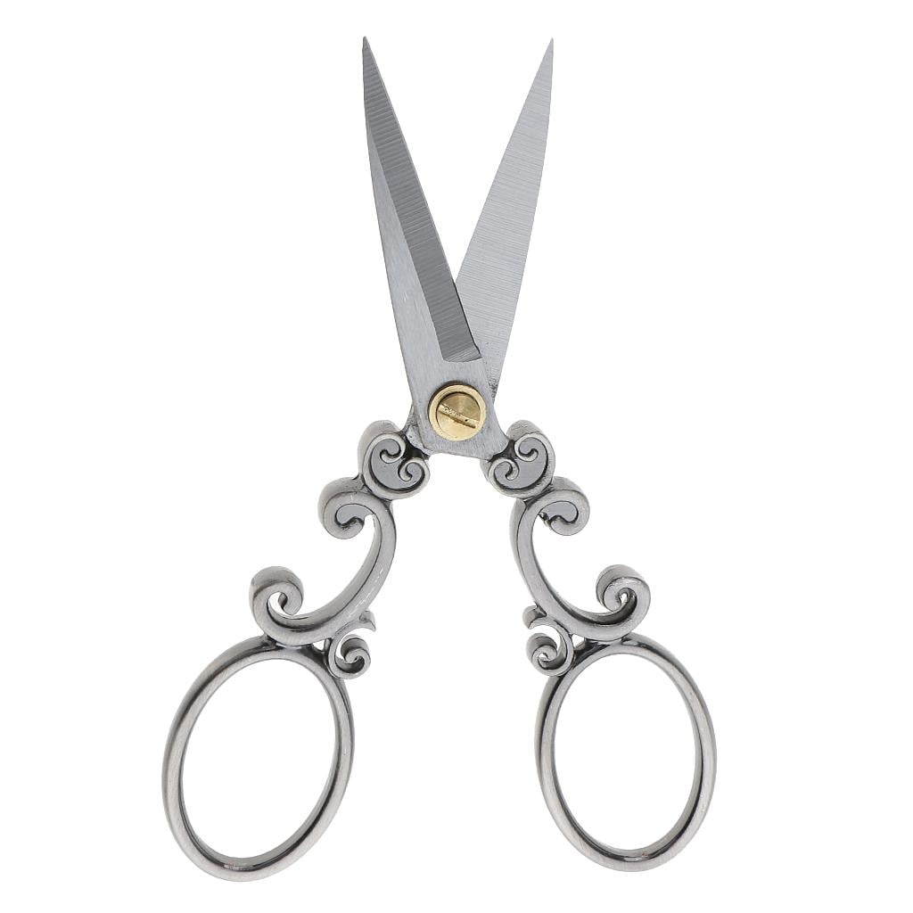 HOMYL 2Pcs Vintage Stainless Steel Tailor Scissors Sewing Dressmaking Fabric Shears