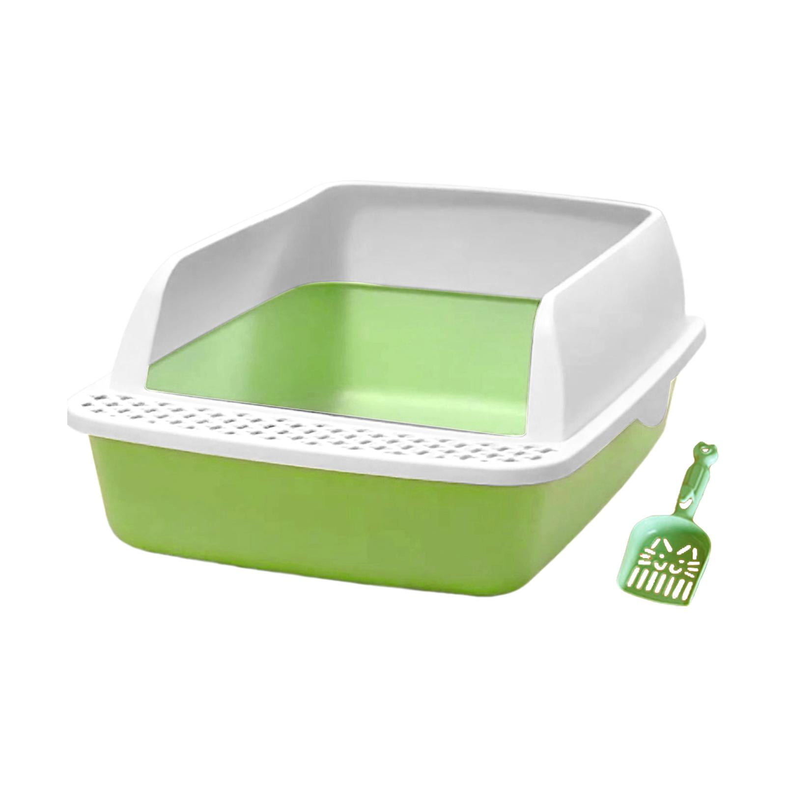 Yinanstore With High Sided Heightening Easy To Clean Prevent Leakage Anti Splashing Removable Cat Toilet Kitty Litter Tray Green Green 30cmx38cmx1