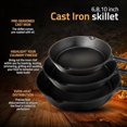 thumbnail image 3 of Cast iron Skillets 3 Piece Set, Chefs Pan, Pre Seasoned Cast iron Skillets, 6, 8 & 10 Inches, Easy Use in the Oven, Stove, Grill, or Campfire, Black, 3 of 8