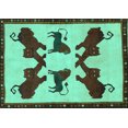 thumbnail image 1 of Ahgly Company Machine Washable Indoor Rectangle Animal Turquoise Blue Traditional Area Rugs, 8' x 12', 1 of 4