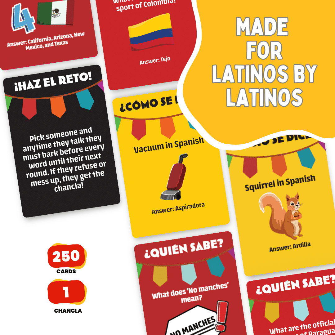 ¿Cómo Se Dice? Party Game – Hilarious Latino Card Game with “Chancla” Included – Fast-Paced Family & Adult Game Night Fun – 3+ Players, Ages 12+