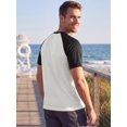thumbnail image 3 of INSPIRE CHIC Men's Henley T-Shirt Color Block Raglan Sleeves Casual Tee M White, 3 of 5