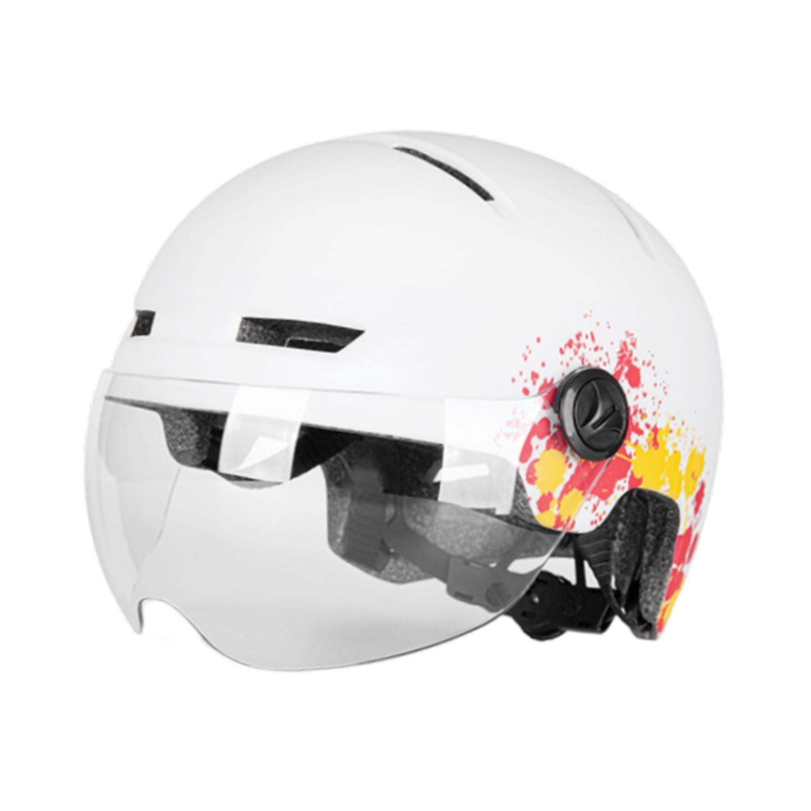 Baoblaze Electric Helmet with Light and Visor Adjustable Cycling Helmet White