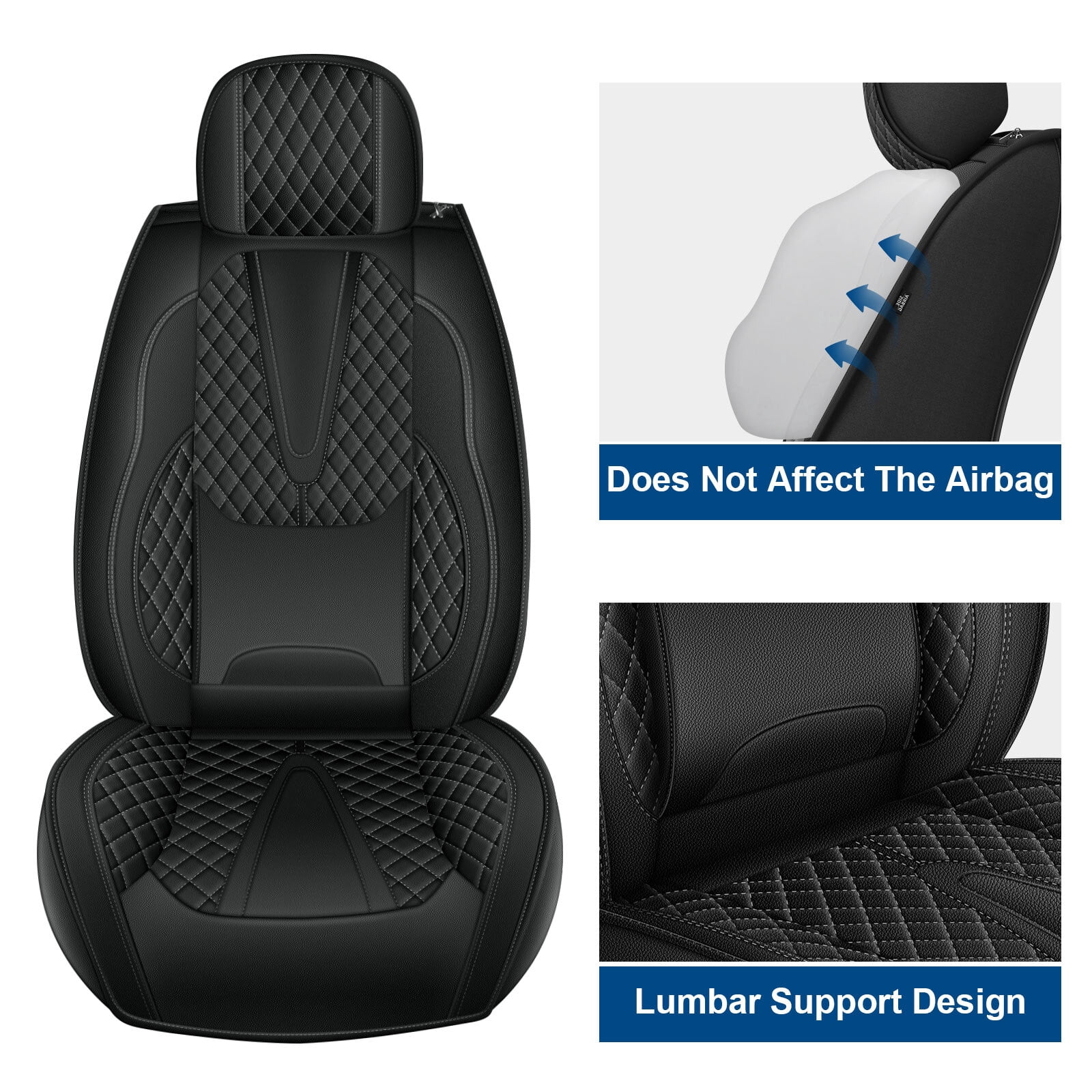 HQBQBUG Car Seat Cover Front Seats Only Fit for Chevrolet/Chevy Camaro 2000-2025 Leather Seat Cover Cushion Compatible Airbag,Automotive Luxury Interior Black,Front Seat