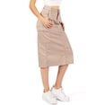 thumbnail image 4 of Wax Jean Womens Juniors High Waist Back Slit Midi Cargo Skirt (Khaki, Medium), 4 of 4