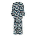 thumbnail image 5 of XFLWAM Women's Sleepwear Capri Pajama Sets Long Sleeve Two-Piece Pjs Crew Neck Lounge Sets Tops & Capri Pants with Pockets, 5 of 5