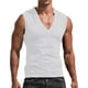 thumbnail image 2 of Camiseta sin mangas de cuello en V lisa para hombre: camiseta informal transpirable sin mangas para el verano, la playa y el entrenamiento., 2 of 3
