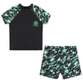 thumbnail image 3 of Alvivi Boys 2 Pcs Athletic Swimsuits Short Sleeve Swim Top Shirts with Trunks Beach Bathing Suits Black 3-4, 3 of 7