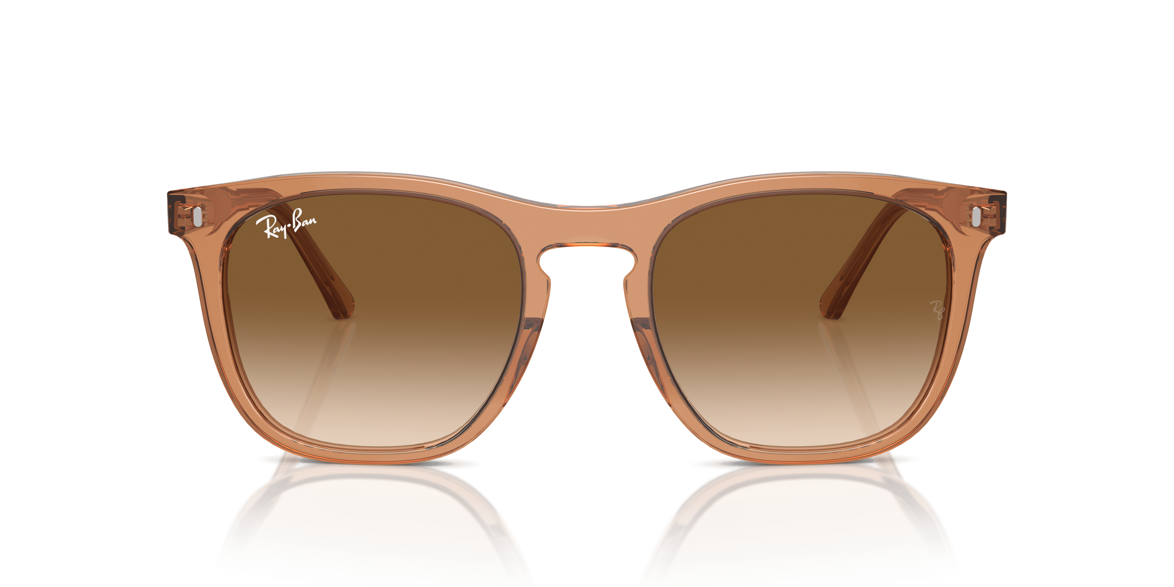 Ray-Ban RB2210 Sunglasses, Stylish Square Eyeglasses with Case, Transparent Brown/Clear Gradient Brown, Size 53
