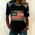 thumbnail image 2 of Youpwaven Women's Vintage 1966 Limited Edition T-Shirt, Patriotic American Flag Graphic Top, Independence Day Round Neck Short Sleeve Tee, 2 of 5
