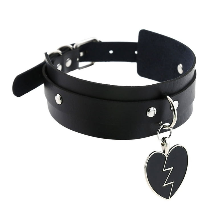 GENEMA Punk Gothic PU Leather Choker Love Heart Collar Necklace