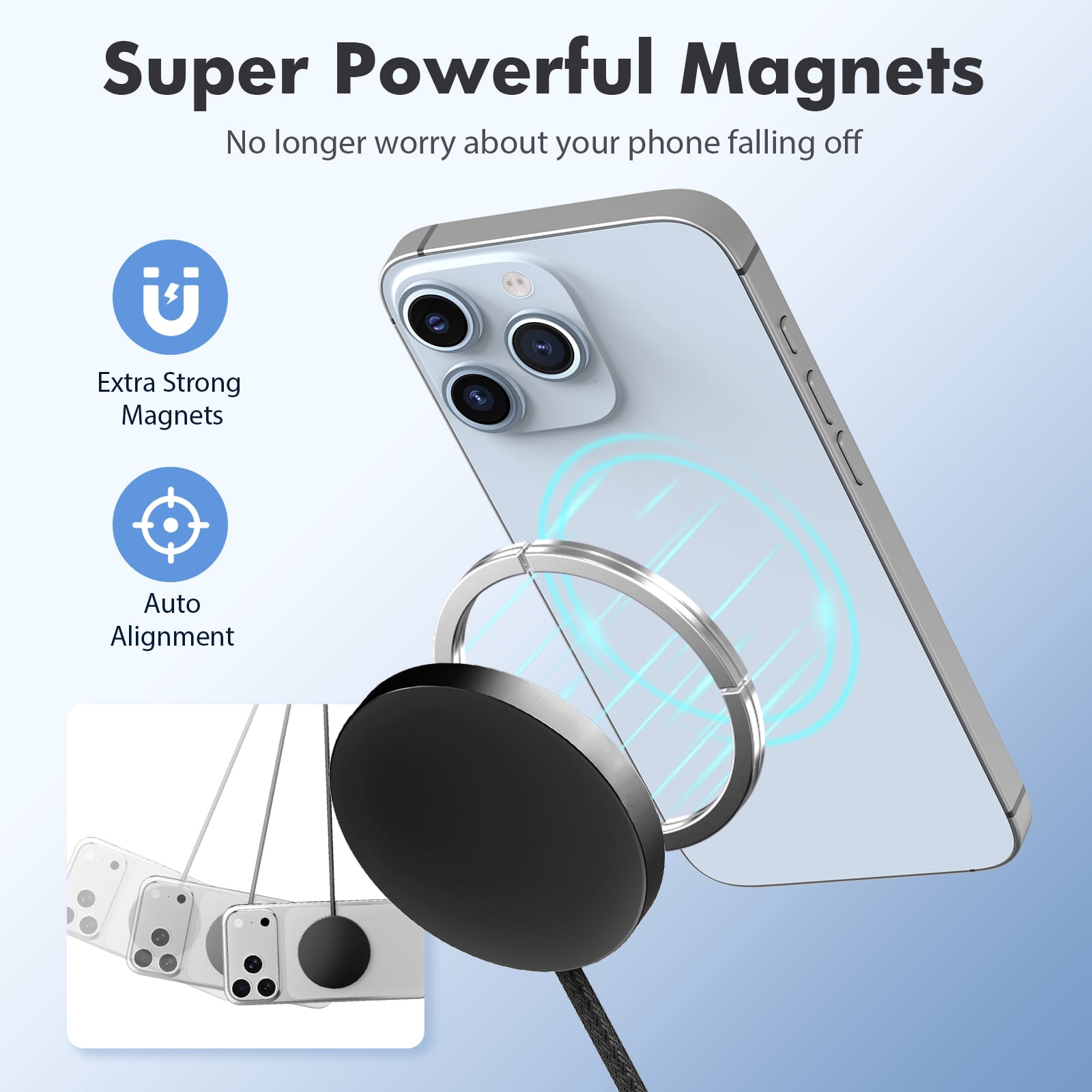 Magnetic Wireless Charger, 25W Magnetic Wireless Charging Pad Compatible for iPhone 17/16/15/14/13/12, AirPods,Ultra-Slim Case Friendly Charging Mat (Black)