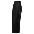 thumbnail image 5 of Fiaer Skirts for Women Trendy Fall 2025 Elastic Waist Ruched Bodycon Slit Pencil Midi Leather Skirt Bussiness Casual Black S, 5 of 7