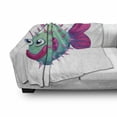 thumbnail image 3 of Fish Soft Flannel Fleece Throw Blanket, Cheerful Bubble Fish Illustrated in Vibrant Colors on White Background, Cozy Plush for Indoor and Outdoor Use, 50" x 70", Mint Green Hot Pink, by Ambesonne, 3 of 6