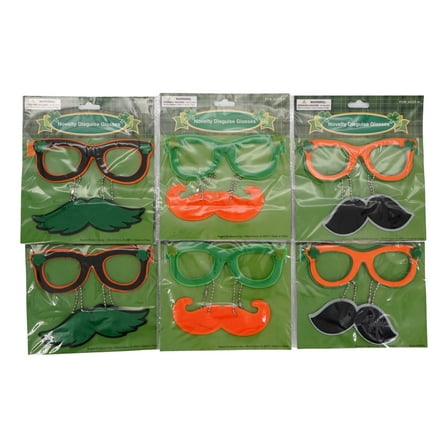 St. Patrick's Day Silly Glasses With Hanging Mustache (6 Pack) Costume Accessory Masquerade Party Holiday Decoration
