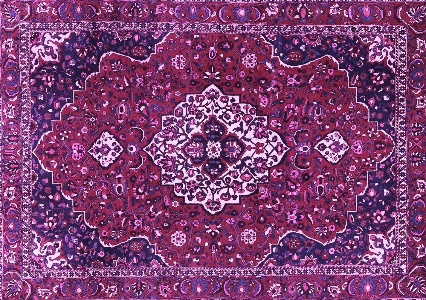 Ahgly Company Indoor Rectangle Medallion Purple Traditional Area Rugs