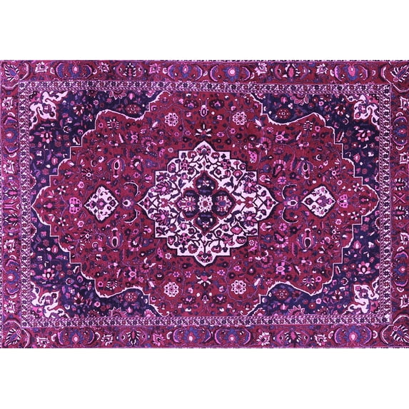 Ahgly Company Indoor Rectangle Medallion Purple Traditional Area Rugs, 2' x 4'