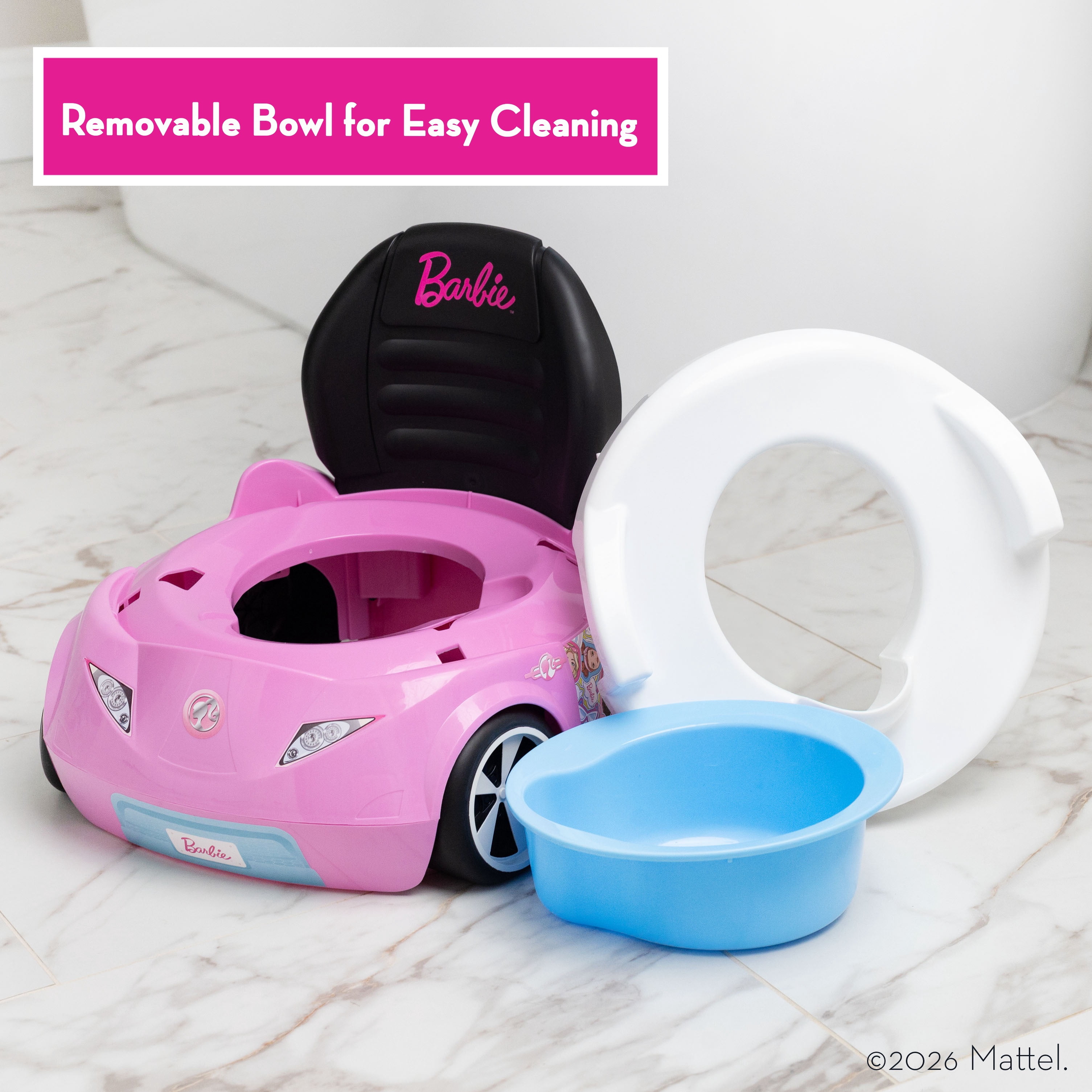 Barbie Dream Potty Training Toilet, Includes Detachable Toddler Toilet Seat and Kids Potty, Ages 12 Months and Up, Pink