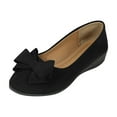 thumbnail image 2 of Women's Wide Width Flat Shoes - Ladies Pointed Toe Suede Slip On Office Ballet Flats Black 6, 2 of 7
