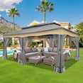 thumbnail image 6 of SANOPY 12'x20' Gazebo Pavilions Patio Outdoor Gazebo Canopy Tent with Netting Heavy Duty Gazebos Shelter with Metal Steel for Patio, Party, Backyard, Deck, Garden, Tailgate, Gray, 6 of 12