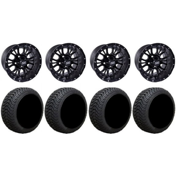 GTW Diesel 12" Golf Cart Wheels Black 215x35 Cruze Tires Yamaha