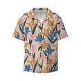 thumbnail image 4 of Uemuo Lilies Flowers Pattern Cotton Linen Short Sleeve Shirts,Casual Lightweight Button Down Shirts,Vacation Beach Summer Tops-Small, 4 of 7