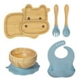thumbnail image 2 of Tiny Dining Children's Bamboo Tableware Set Plate Bowl Spoon With Stay Put Suction Blue_(costbuy), 2 of 5