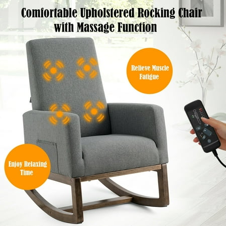 Mid Century Retro Fabric Upholstered Massage Rocking Chair Nursery