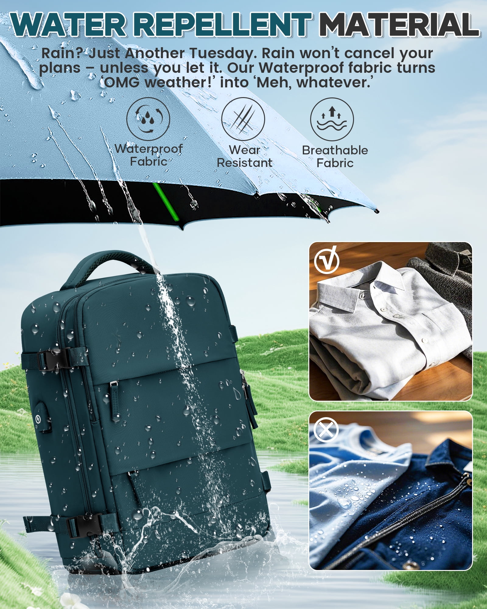 Vacuum Backpack for Travel, Vacuum Seal Carry on Backpack with Vacuum Compression, Vacuum Travel Backpack with Pump for Women Men Airline Approved Air Backpack Vacpack for Work College Daypack Blue